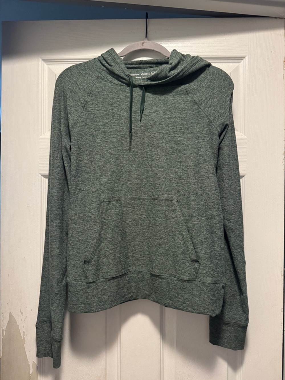 Outdoor Voices Heathered Moss Green Pullover Hoodie